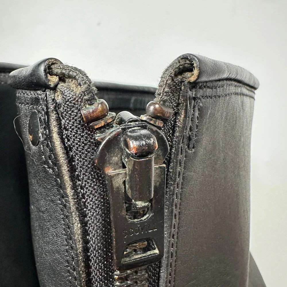 Harley Davidson Engineer Boots Mens Black Good Leather Back‎ Zip Buckle Biker